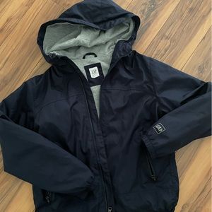 EUC GAP kids unisex hooded lined windbreaker jacket XL navy blue size 12